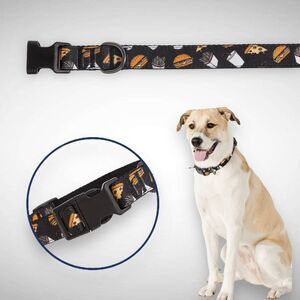 Top Paw Junk Food Black Graphic Adjustable‎ Nylon Dog Collar Size X-Small